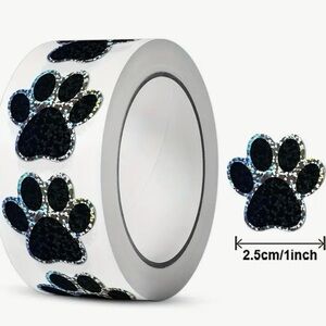🆕 500 Pc. Roll Sparkly Paw Print Stickers